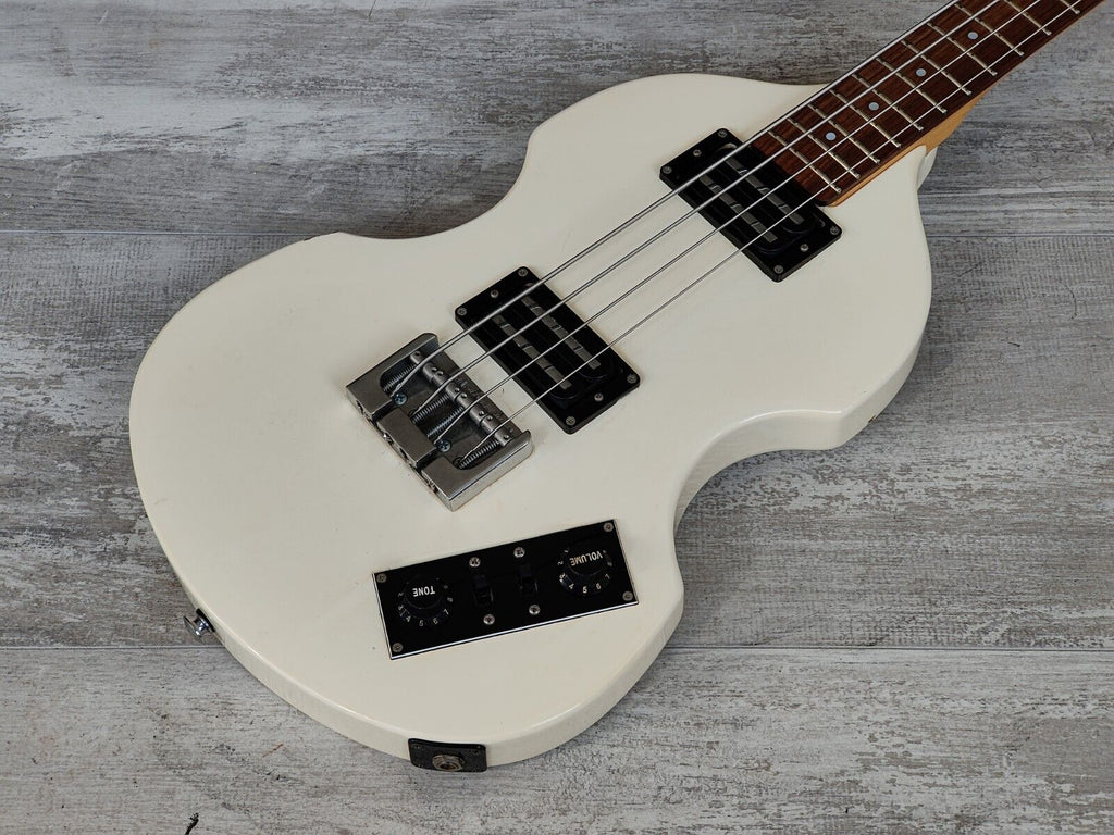 2000's Greco VBS-500 Solid Body Violin Bass w/Hipshot & Humbuckers (White)