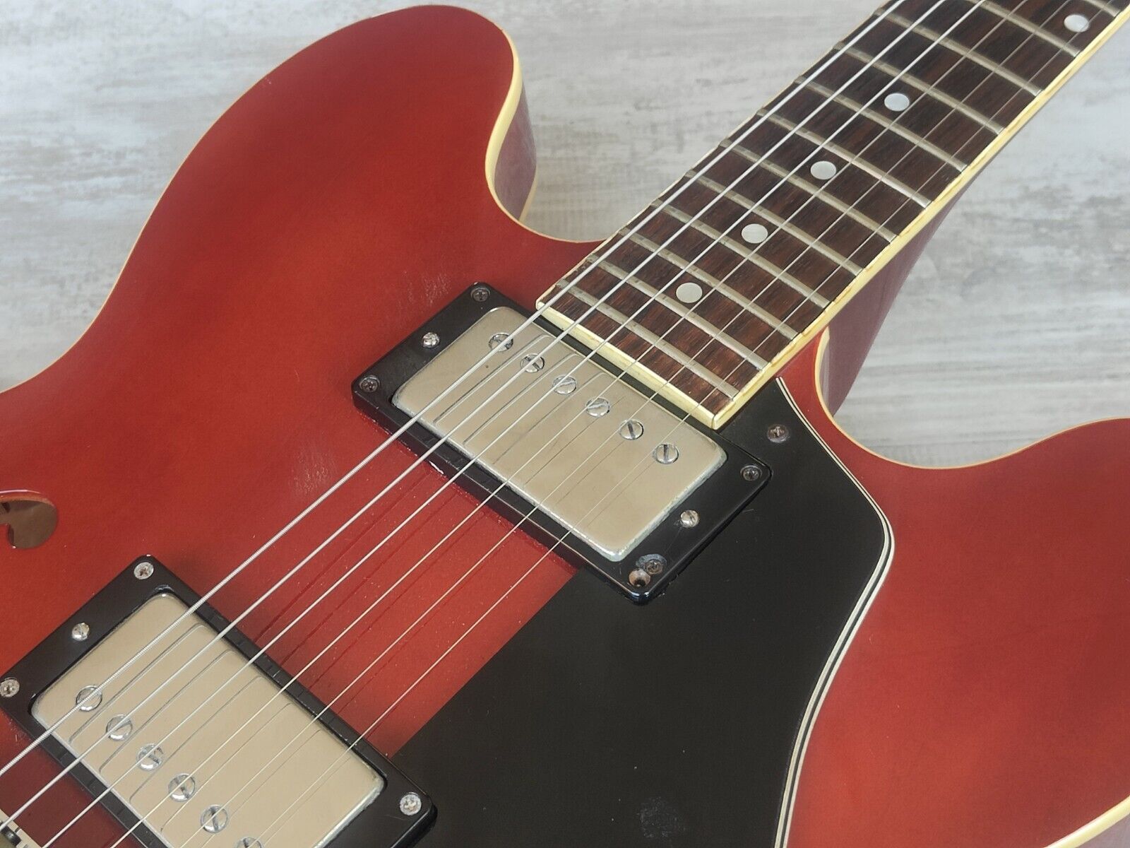 1988 Burny Japan RSA-70 Semi Hollowbody Electric Guitar (Cherry Red)