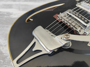 1960's Splendor Japan Teardrop Hollowbody Electric Guitar (Black)