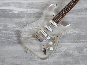 1990's Barclay (by Pro-Session) Acrylic Hardtail Stratocaster (Clear)