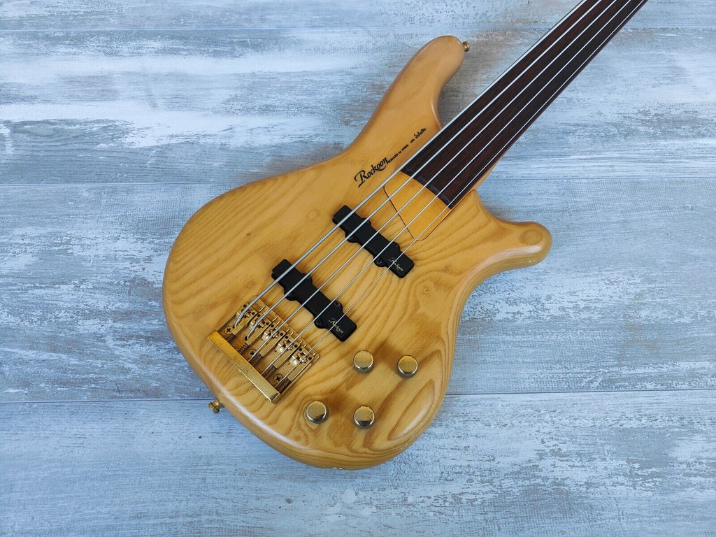 1989 Rockoon Japan (by Kawai) RB-855S Fretless 5-String Bass (Natural)