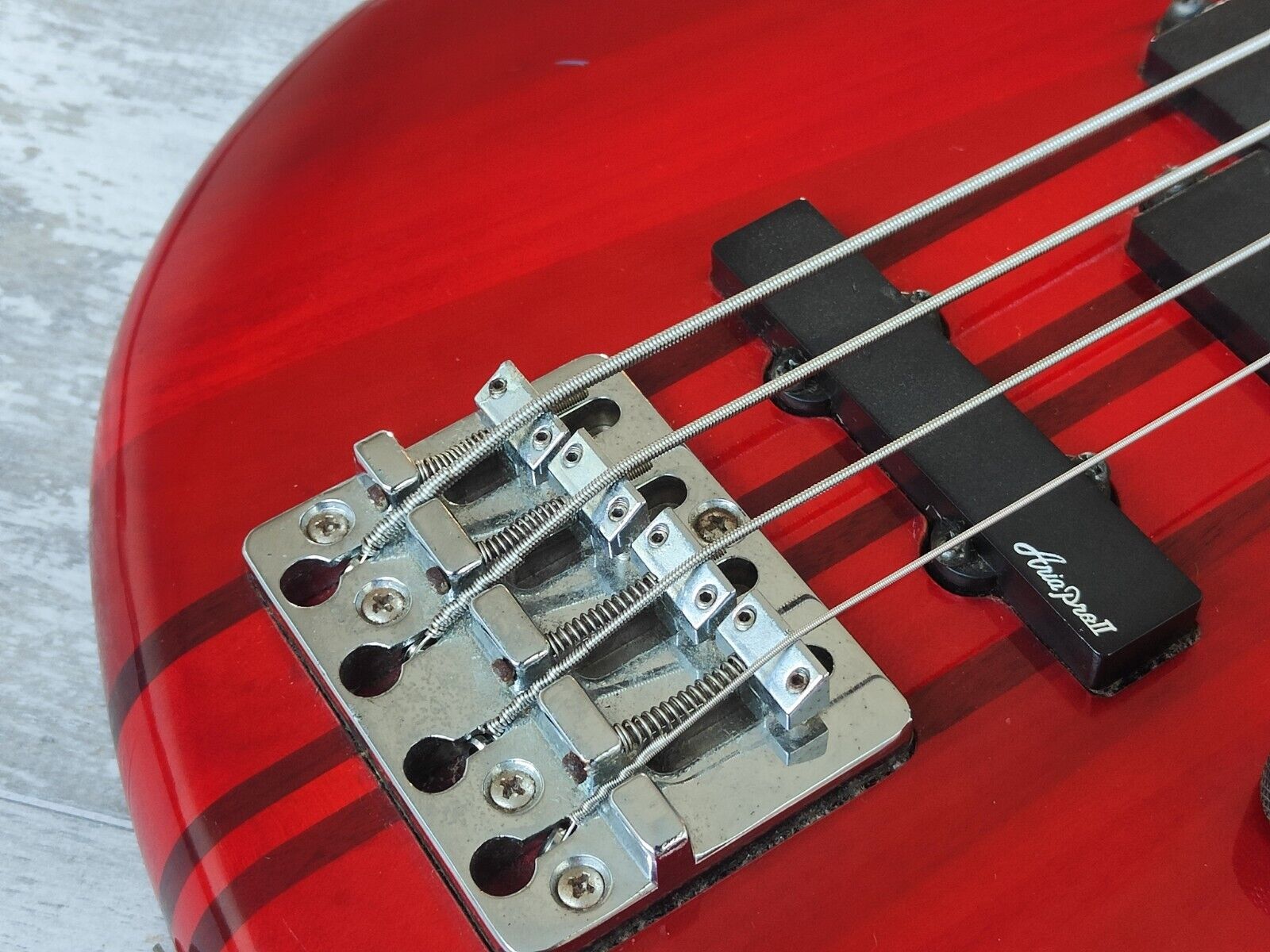 1989 Aria Pro II ASB-60 Integra Series Neckthrough Bass (Transparent Red)