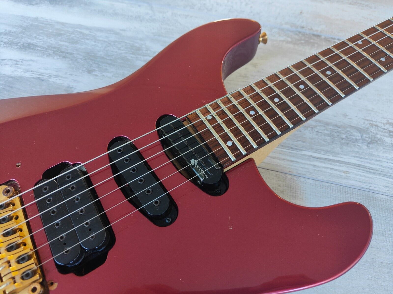 1995 Fernandes Japan APG-85S Sustainer HSS Guitar (Faded Metallic Red)