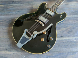 1960's Morris Japan Hollowbody Electric Guitar w/Vibrato (Black)