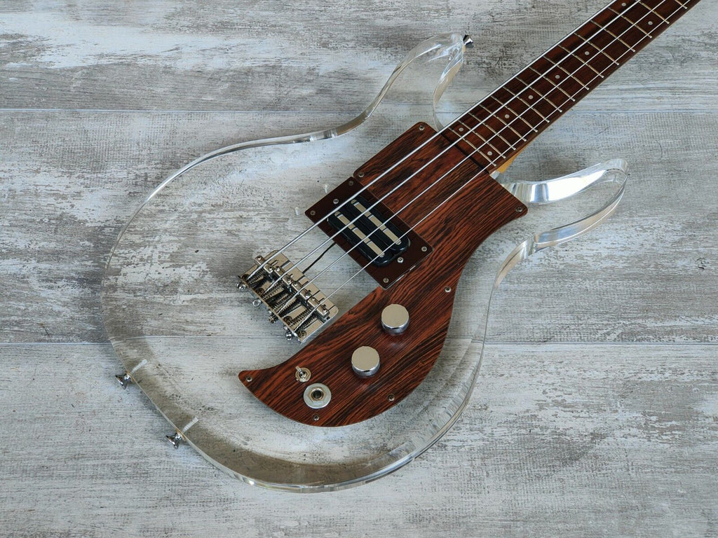 1990 Greco APB-1000 (Dan Armstrong/Ampeg) Lucite Double Cutaway Bass (Clear)