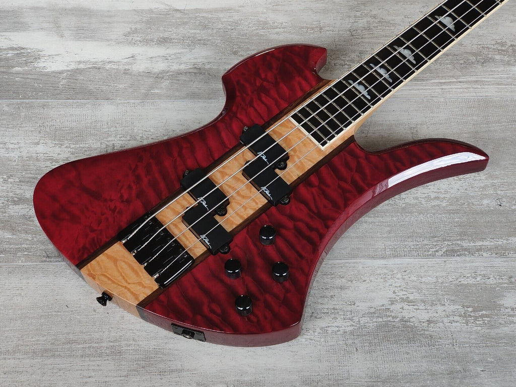 2004 BC Rich Heritage Classic Neckthrough Mockingbird Bass (Quilt Trans Red)