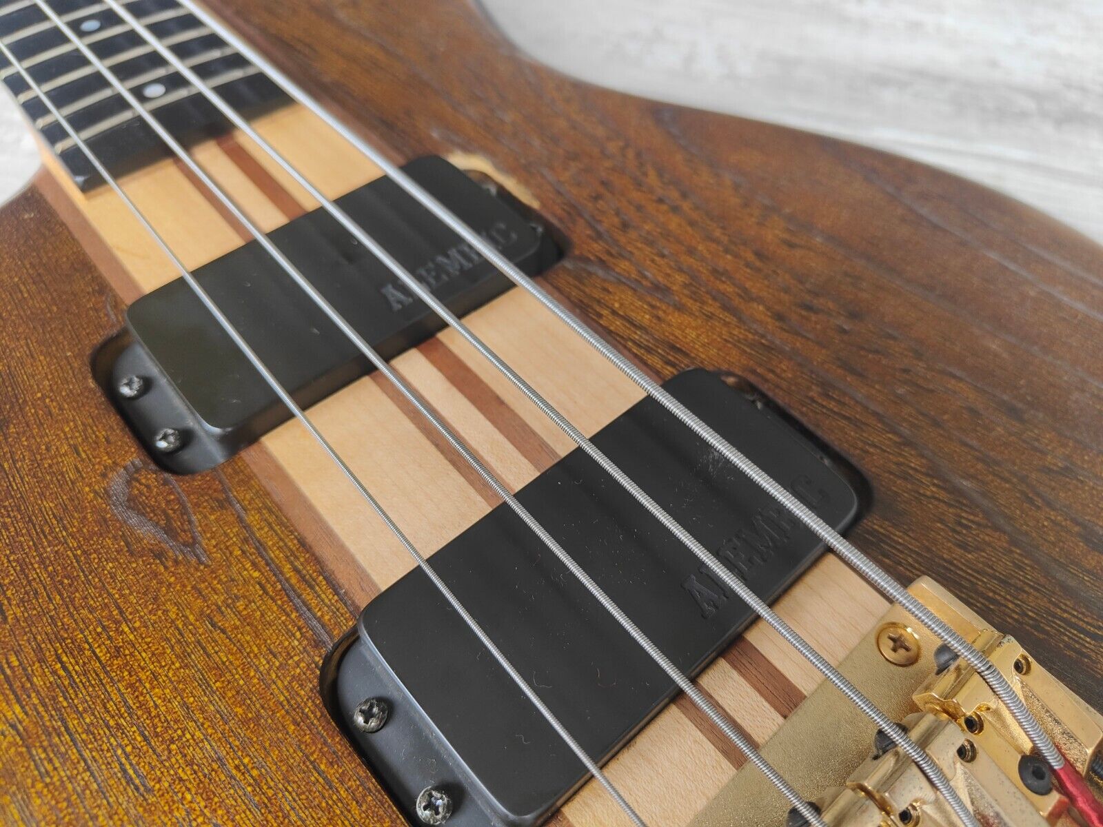 1989 Aria Pro II SB-1200 LH Left Handed Neckthrough Bass (Natural Walnut)